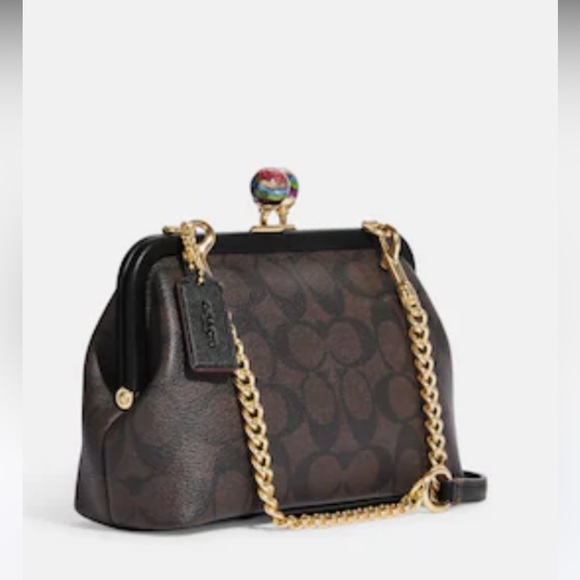 NWT Coach Nora Kisslock Brown Black Crossbody Bag - Picture 6 of 9